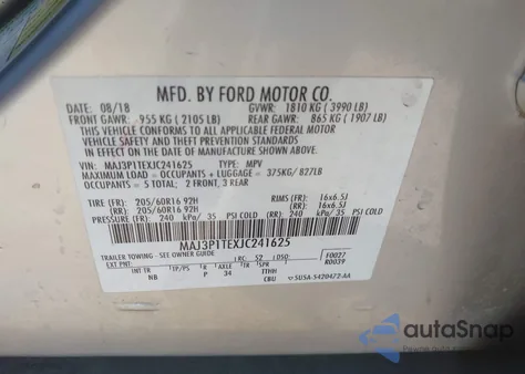 2018 Ford Ecosport Se from USA, damaged, VIN MAJ3P1TEXJC241625